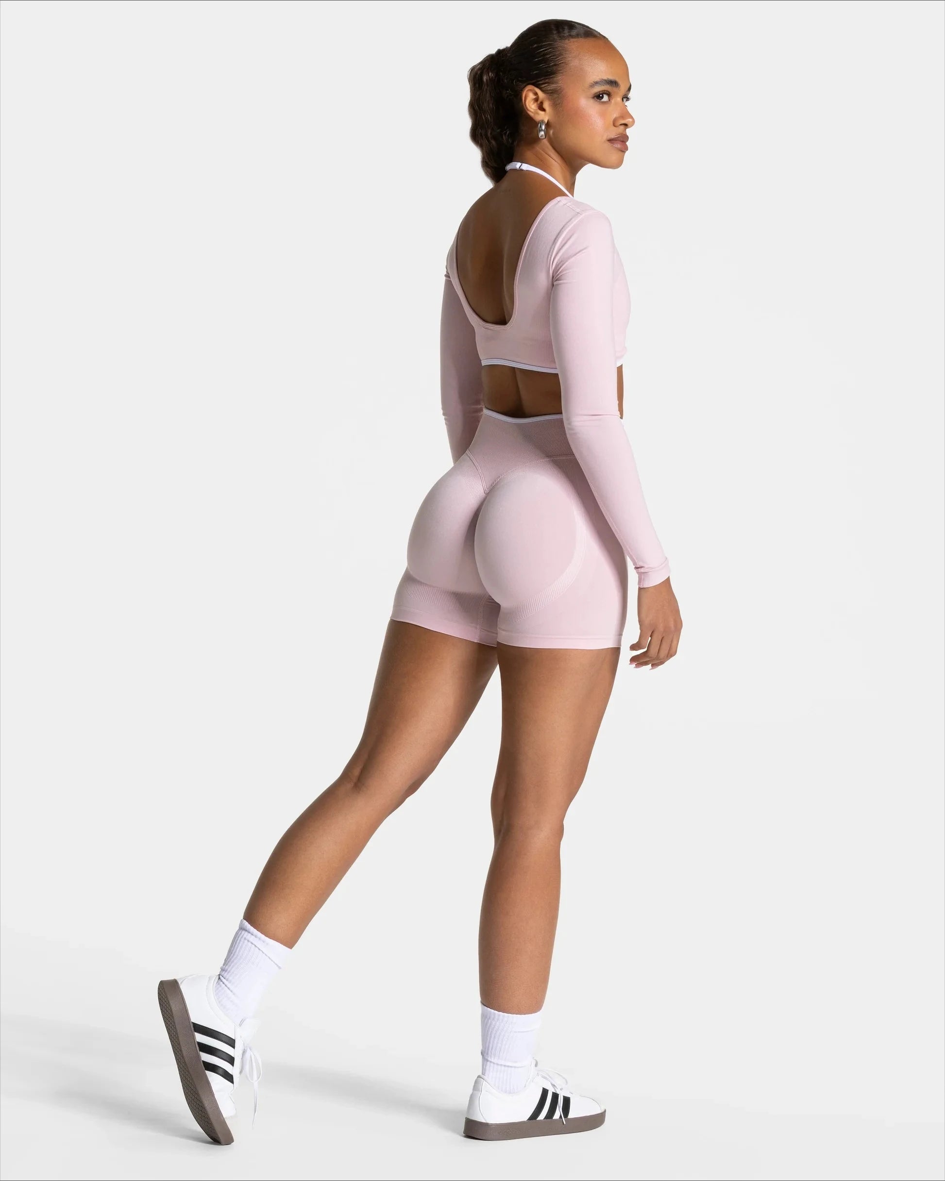 Frauen Nahtlose Gym Einfarbig Sport Shorts Weiß Taille Enge Hohe Taille Hüfte Heben Yoga Hosen Laufsport Shorts