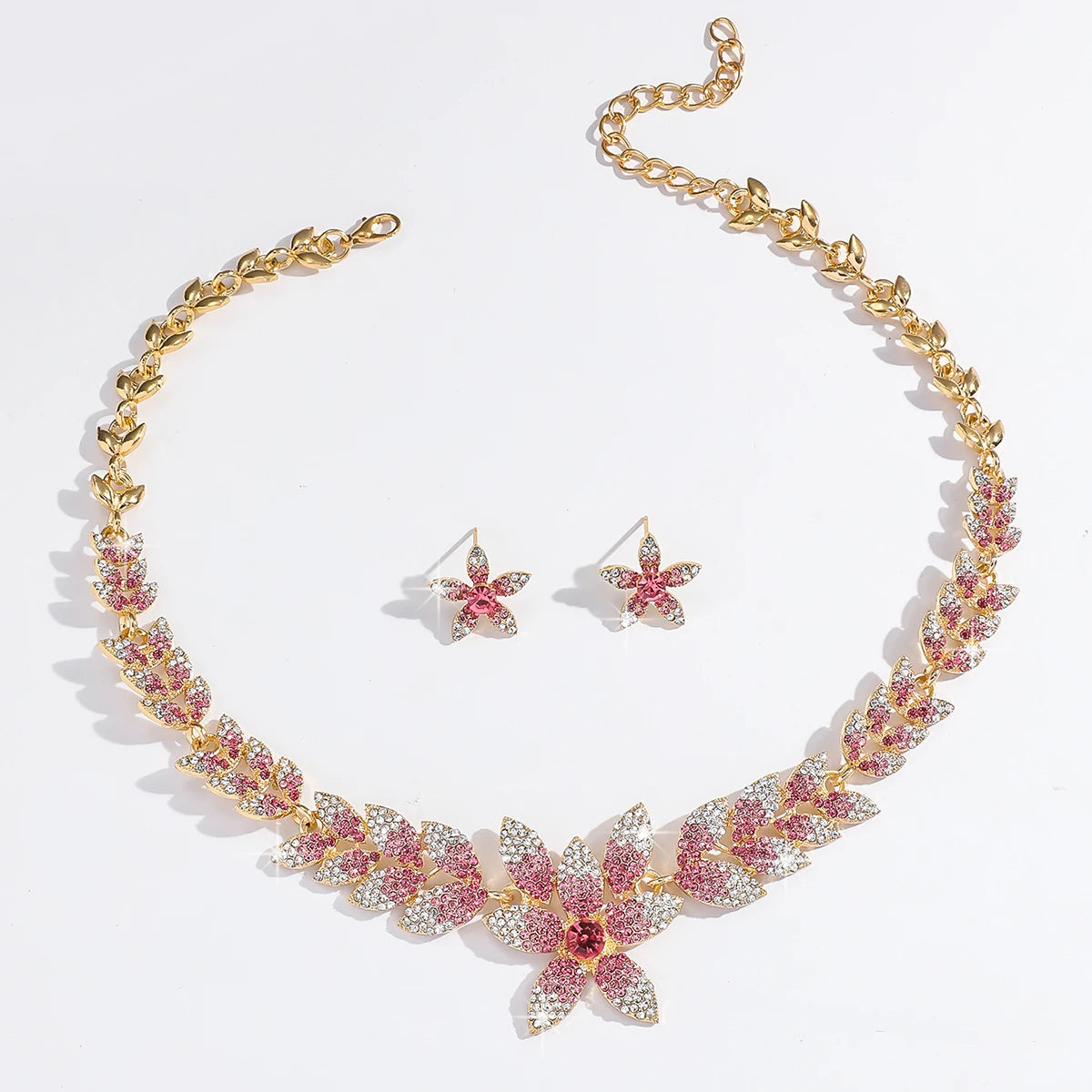 3PC Women's Fashion Flower Necklace Earrings Jewelry Set Elegant and High end Design, Suitable for Party and Festival Gift-8495