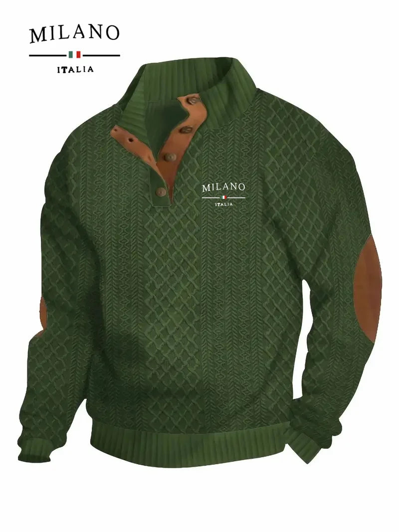 Henry Hoodie mit einem italienischen Mailand-Muster ist ein warmer, weicher und hautfreundlicher Herbst- und Winterpullover für Herren