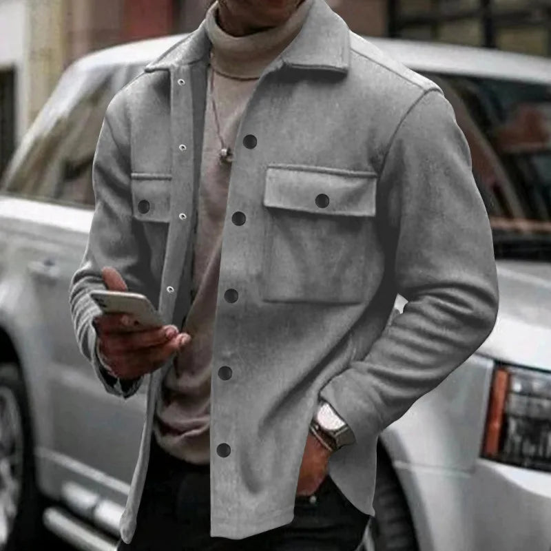 Winter europäische und amerikanische grenzüberschreitende lässige Herrenbekleidung Fleece-Revers europäische und amerikanische einreihige schmale Jacke