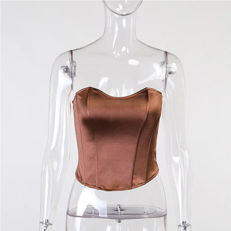 Sexy Frauen Rohr Tops Solide Ärmellose Dünne Dünne Korsett Gestellte Top 2024 Sommer Casual Elegante Weibliche Liebsten Weste