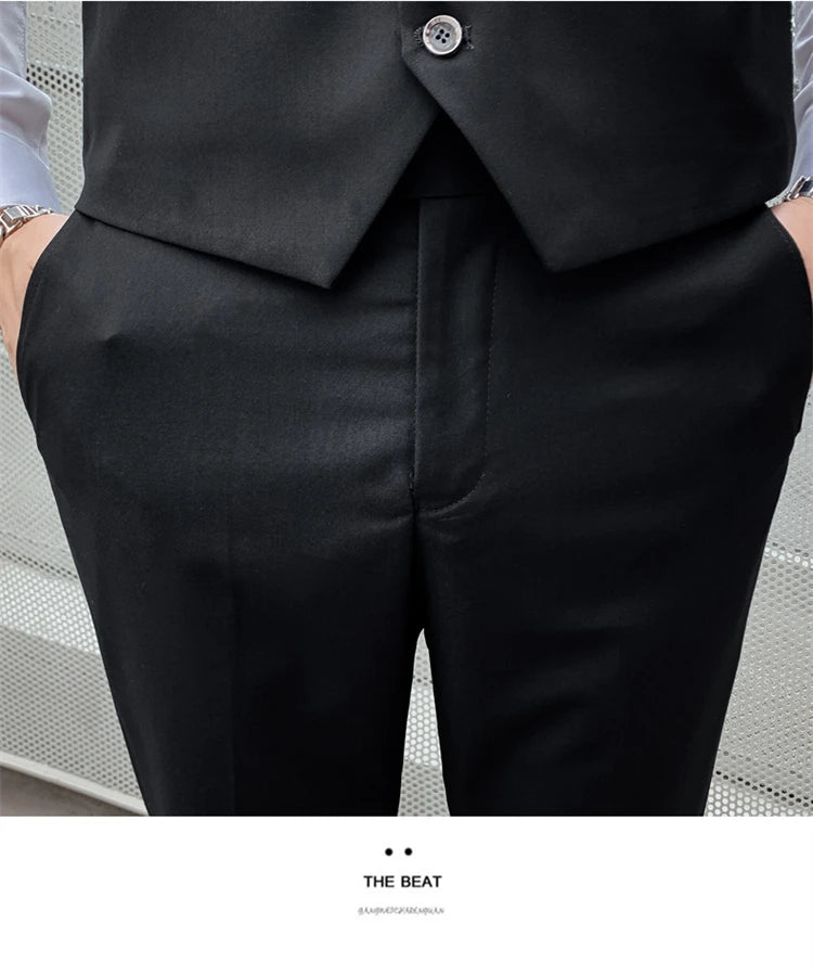 Herren-Slim-Fit-Dreiteiler im koreanischen Stil für Business, professionelle formelle Kleidung, Trauzeuge, Bräutigam, Hochzeit, koreanischer Stil, kleiner Sui