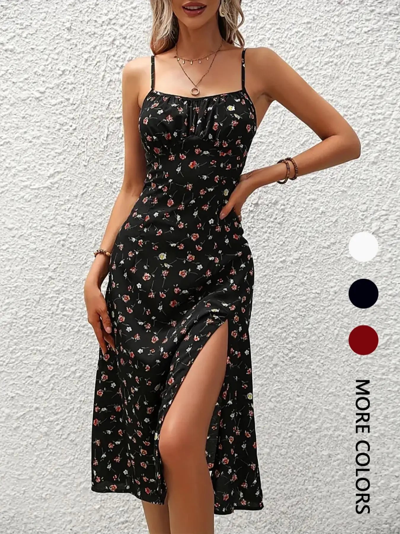 Damen-Kleid mit Blumendruck, asymmetrischem Saum, langes Kleid im böhmischen Stil, ärmelloses Midikleid für den täglichen Gebrauch, Strandurlaub