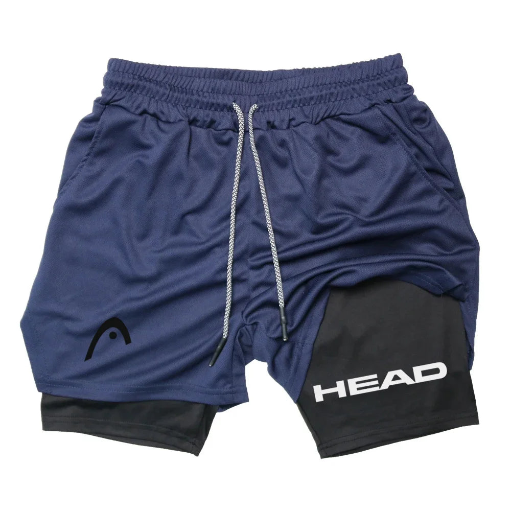 Anime Berserk Head Laufshorts für Herren, Fitness, Fitnessstudio, Training, 2-in-1, Sport, schnell trocknend, Training, Joggen, Doppeldeck, Sommer
