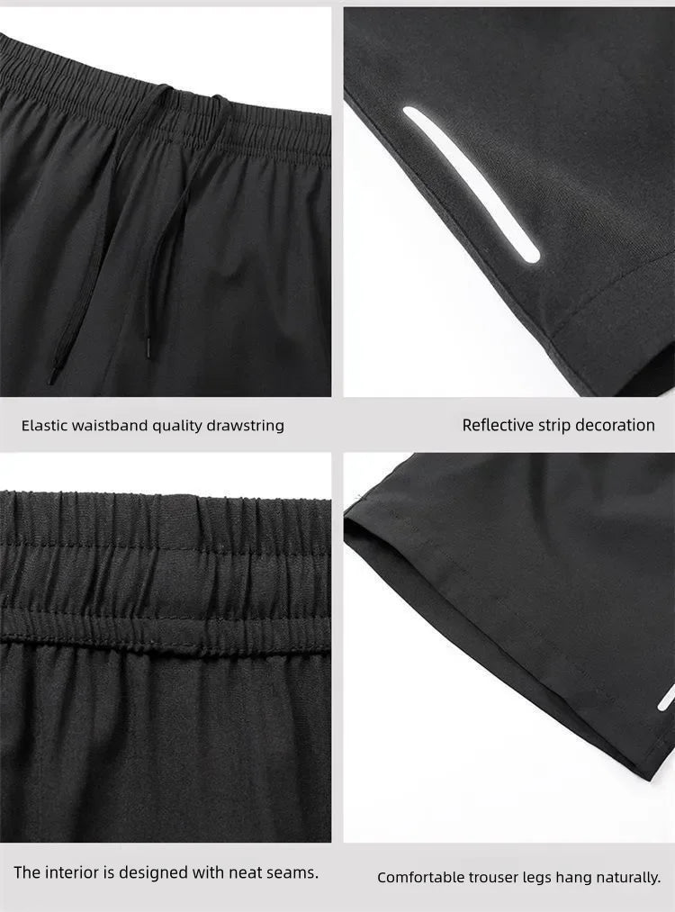 Sommer Herren Shorts Eisseide Laufshorts Gym Sport Shorts Schnelltrocknend Atmungsaktiv Strand Kurze Hose Fitness Jogging Coole Lässige Sportbekleidung