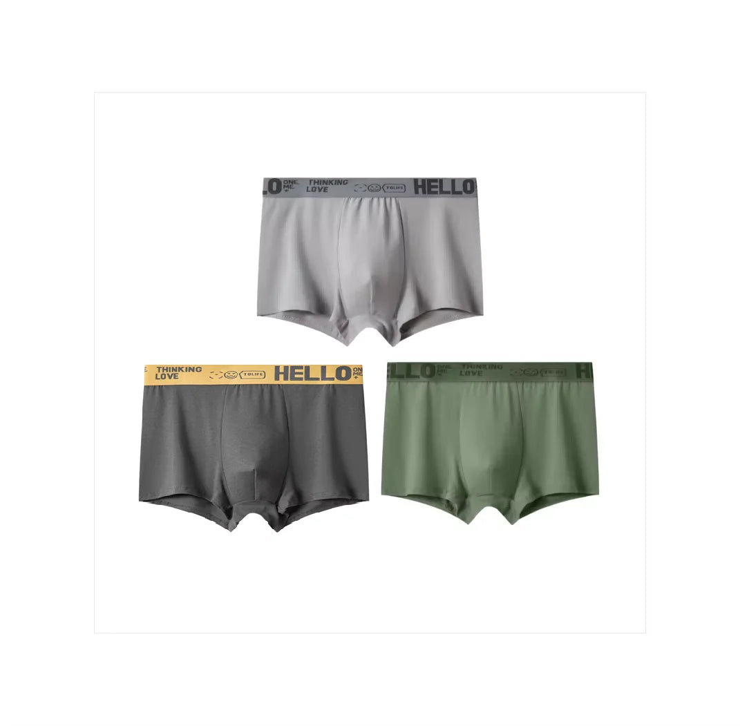1/3Pc Männer Höschen Atmungsaktive Antibakterielle Boxer Shorts Vier-ecke Shorts Jugendliche Gestrickte Reine Farbe U Konvexen männlichen Unterhose