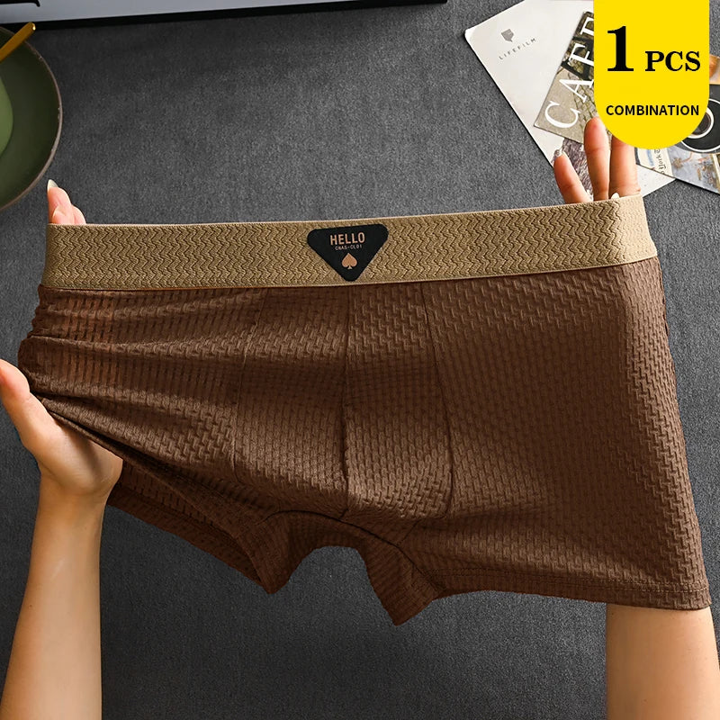 1/4 Stück Herren-Unterwäsche aus Eisseide, heiße Dessous, dünne Boxershorts, coole Unterhosen, atmungsaktive sexy Slips, U-förmige Shorts, Größen L-6XL