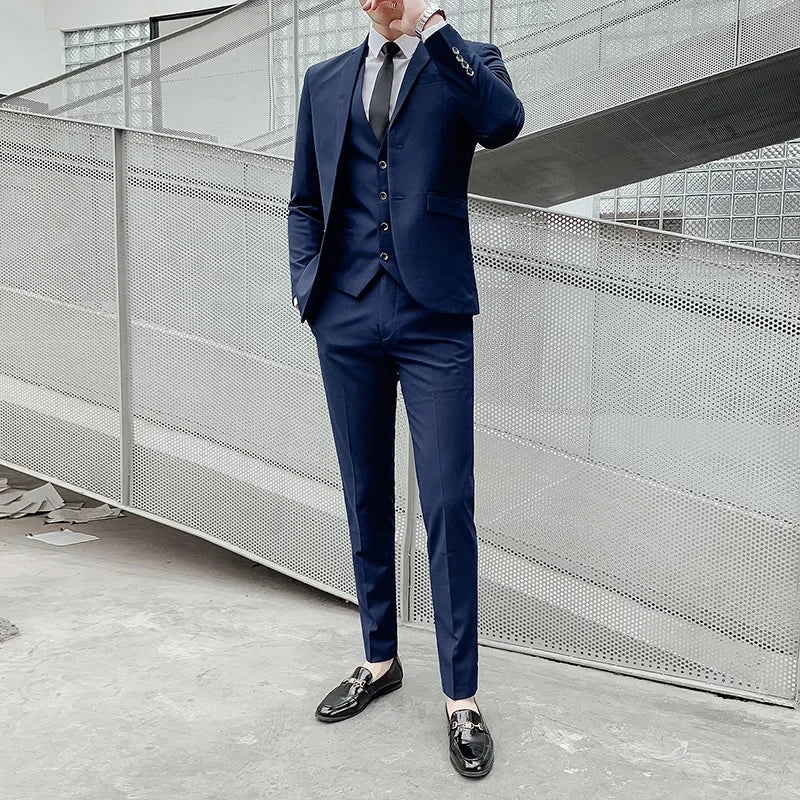 Anzug Upgrade des neuen Stoffes Herren Business Gentleman Fashion Slim Work Solid Color Plus Size Fair Dress Hochzeit Trauzeugenanzug