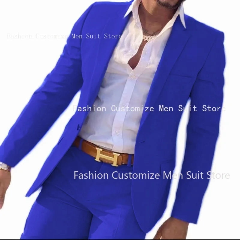 2-teiliger beigefarbener Anzug für Männer, Slim Fit, Hochzeit, Bräutigam, Smoking, Trauzeugenanzüge, männliche Mode, Raucherkostüm, Homme, Blazer mit Hosen