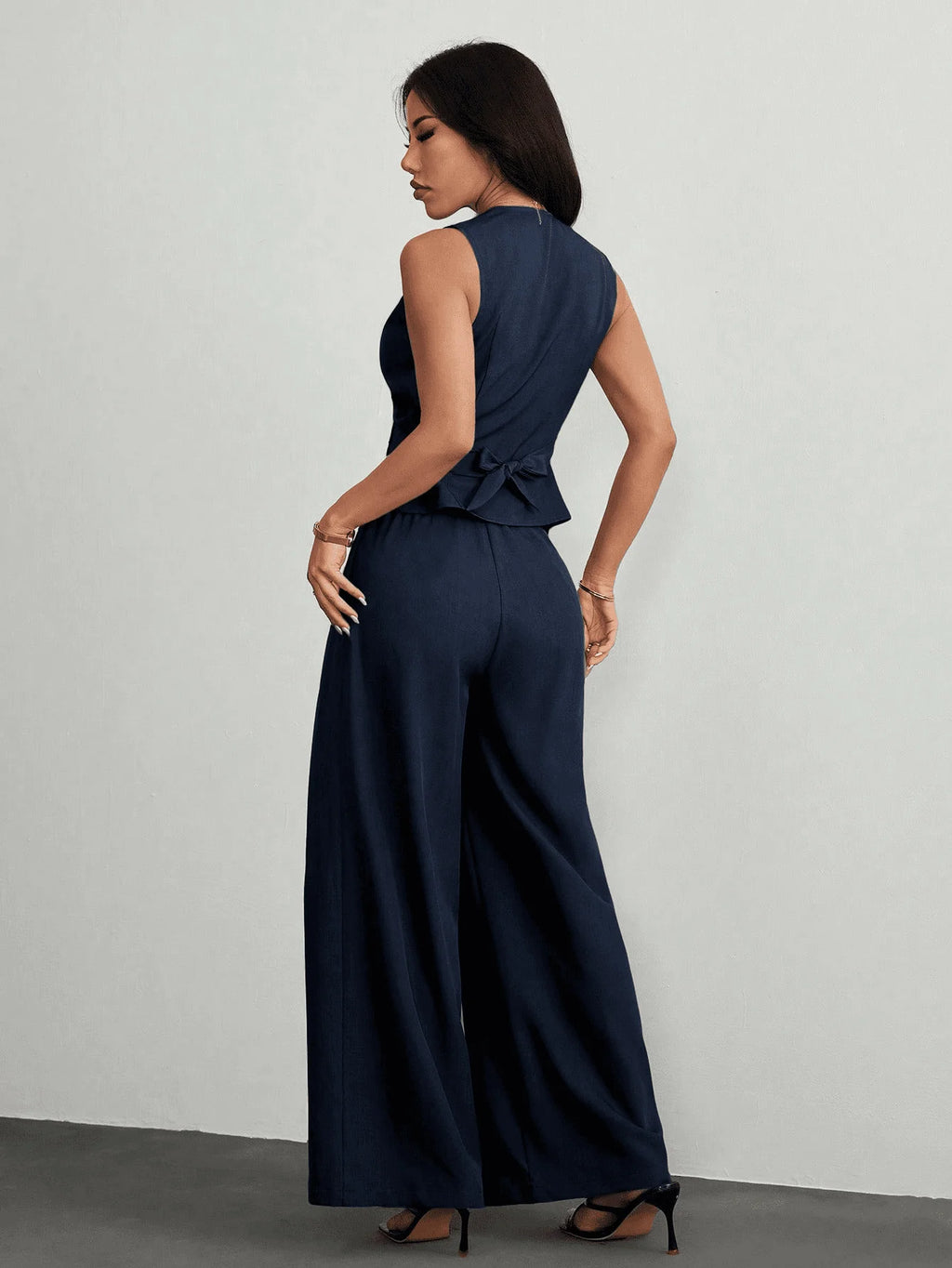 2026 Neuer Herbst-Stil Anzugweste, Lange Weste, Weite Anzughose, Business Casual Damen Winter Elegante Blaue Formelle Kleidung