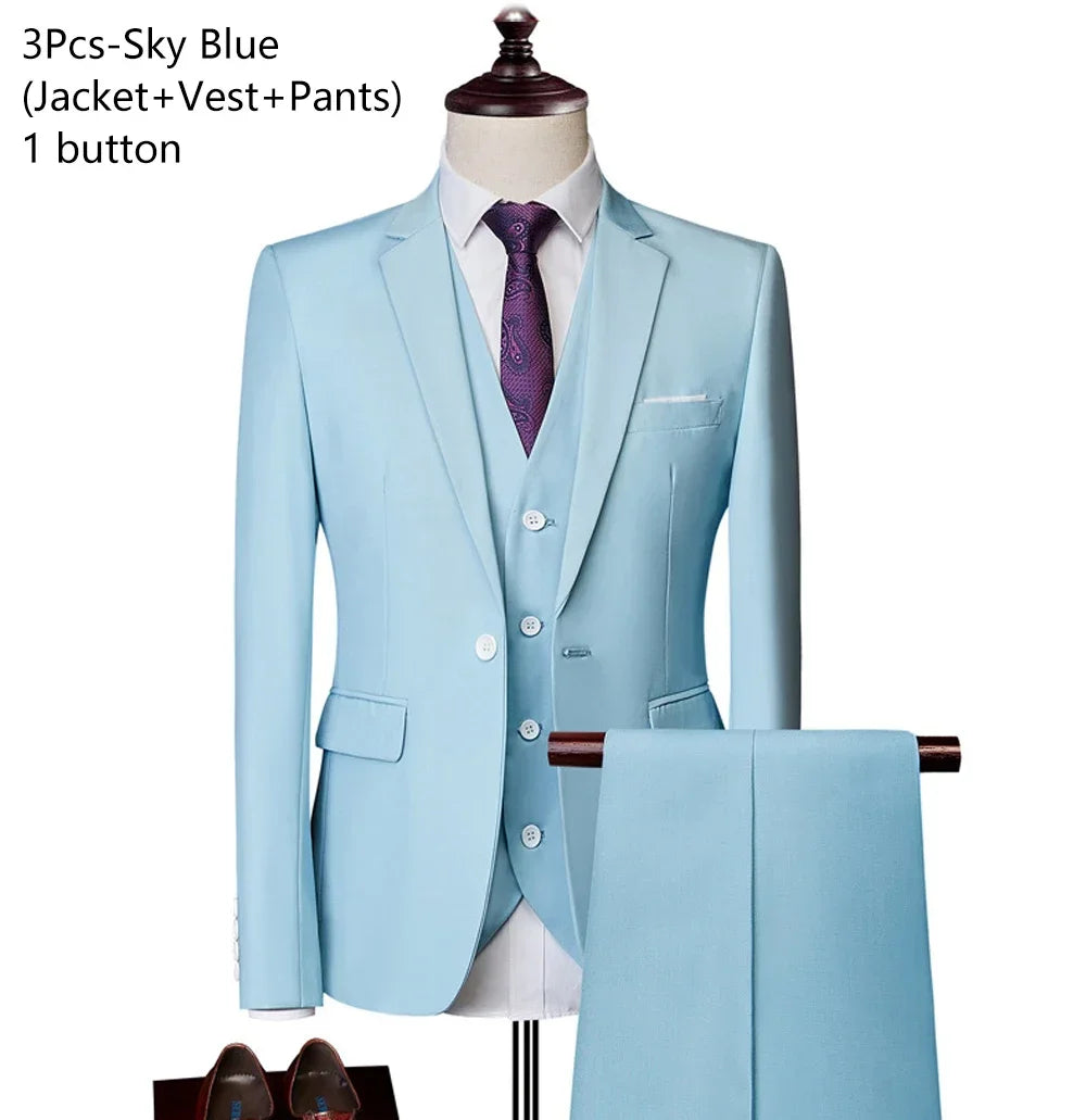 Hochzeitsanzüge für Männer, 3-teiliges Set, elegante Jacken, Weste, Hosen, Blazer, formelles Outfit, modisch, klassisch, komplettes 2024-Kostüm