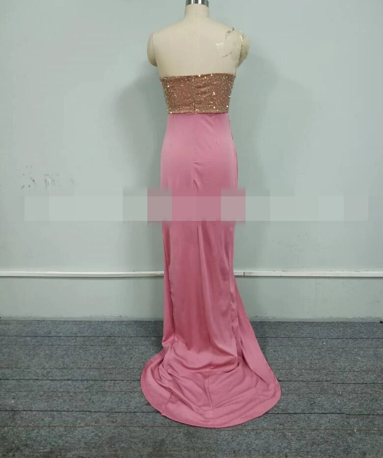 Frühjahr/Sommer Neue Pailletten Ärmellose Mode Eingewickelt Brust Einfarbig Split Slim Fit Kleid Für Frauen, 7 Farben