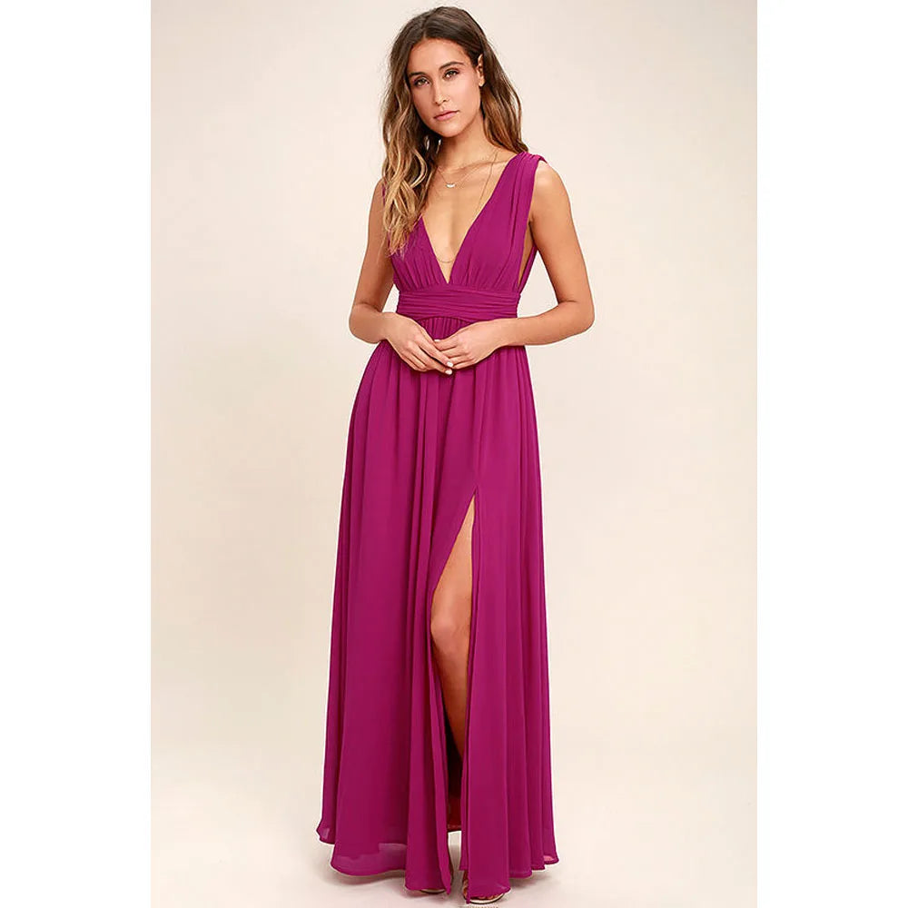 Sexy rückenfreies Maxi-Sommerkleid für Damen, Netzstoff, lang, figurbetont, rot, Weihnachts-Partykleid, Brautjungfern-Abendkleider