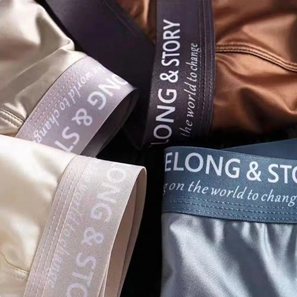 1/3Pcs Atmungsaktive Dünne Satin Seide Boxer Briefs Nahtlose Mittlere Taille Eis Seide Boxer Unterhose Glatte Unterwäsche für Männer Täglich