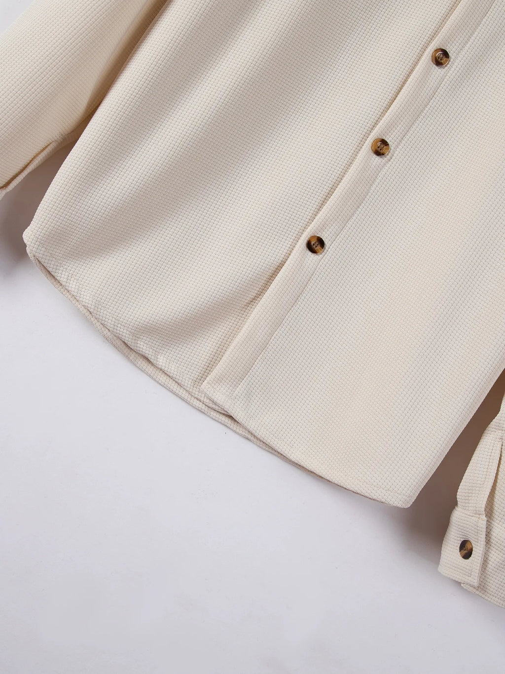 2025 Trendy men's workwear shirt waffle black coat double pocket design button opening and closing style