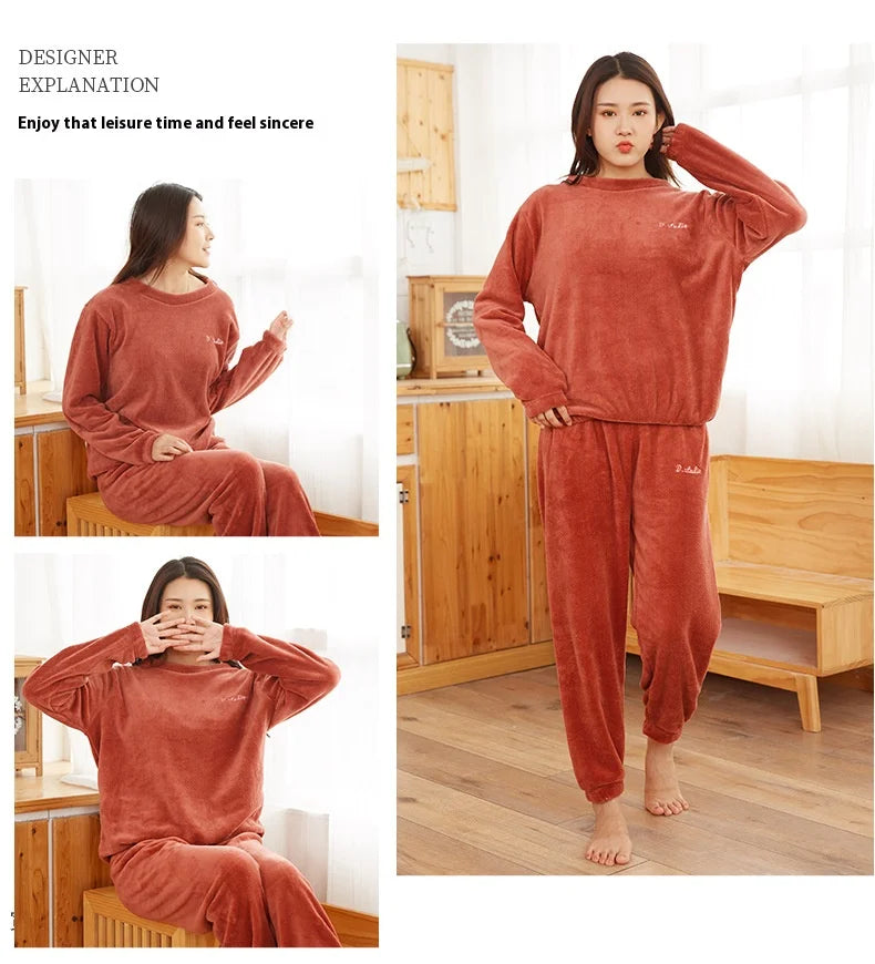 Verdickte Warme Männer Korallen Samt Pyjamas Herbst Winter Homewear Lange Ärmeln Lange Hosen Solide Weiche Nachtwäsche 2 Teile/satz Paar