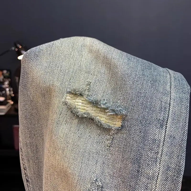 Jeans für Herren 2025, Frühling und Herbst, kleine zerrissene Jeans, Herren-Vintage-Hosen, trendige Marke, Harlan-Männerkleidung, Streetwear-Kleidung