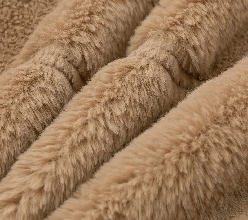 2025, Winter frauen Warme Jacke Zipper Strickjacke Faux Pelz Mode Langarm Stehen Kragen Plüsch Mantel für Weibliche