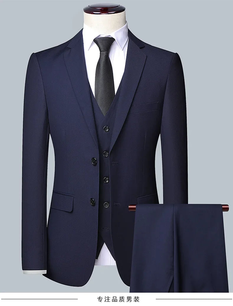Anzug Boutique Herrenmode Business (Blazer + Weste + Hose) Gentleman's Hochzeit Casual Professioneller formeller Anzug 3-teilig M-6XL