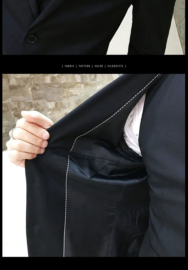 Frühling Herbst Neue Mode Für Männer Einfarbig Dünne Anzug Sets Casual Trendy Business 3 Stück Sets Blazer Weste Hosen männlichen