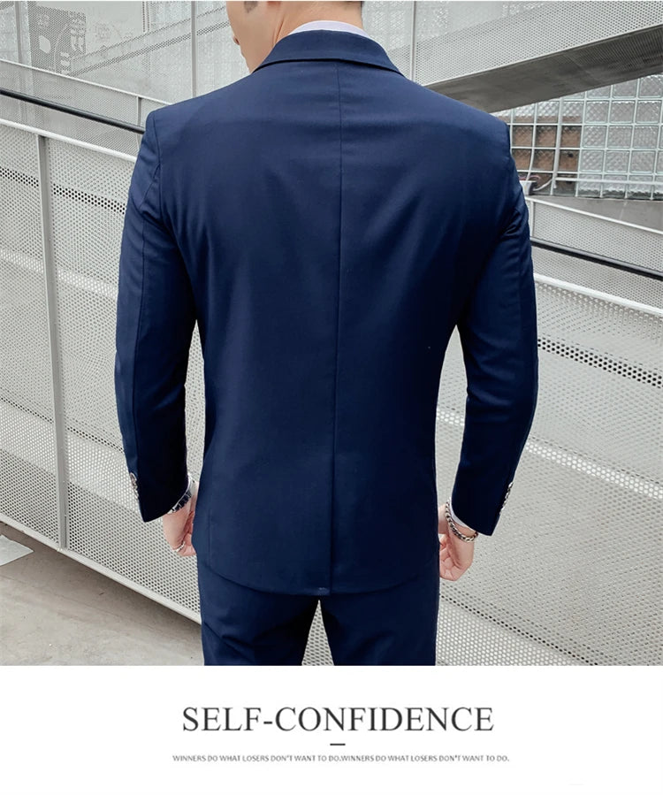 Herren-Slim-Fit-Dreiteiler im koreanischen Stil für Business, professionelle formelle Kleidung, Trauzeuge, Bräutigam, Hochzeit, koreanischer Stil, kleiner Sui