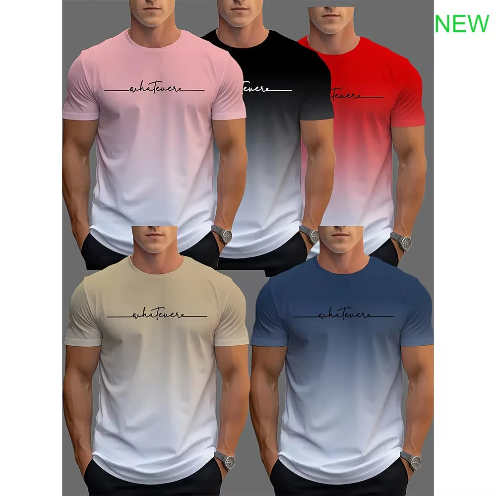 Herren-Sport-T-Shirts, cooles, schnell trocknendes, kurzärmliges Fitness-T-Shirt mit Farbverlauf, lässiges Sport-Top-T-Shirt für den Alltag