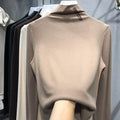 Harajuku half turtleneck Casual slim fleece Thick bottoming T-shirt autumn winter velvet Long Sleeve solid T Shirt Women y2k Top