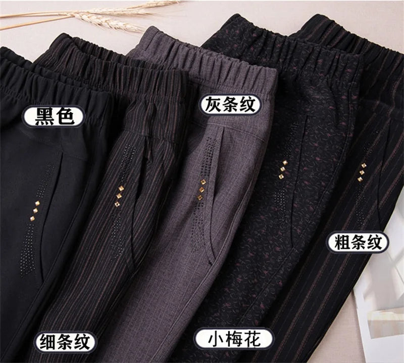 Autumn Winter Women Pants New Elastic High Waist Straight Pants Middle Elderly Mom Casual Pants Oversize XL- 9XL Female Trousers