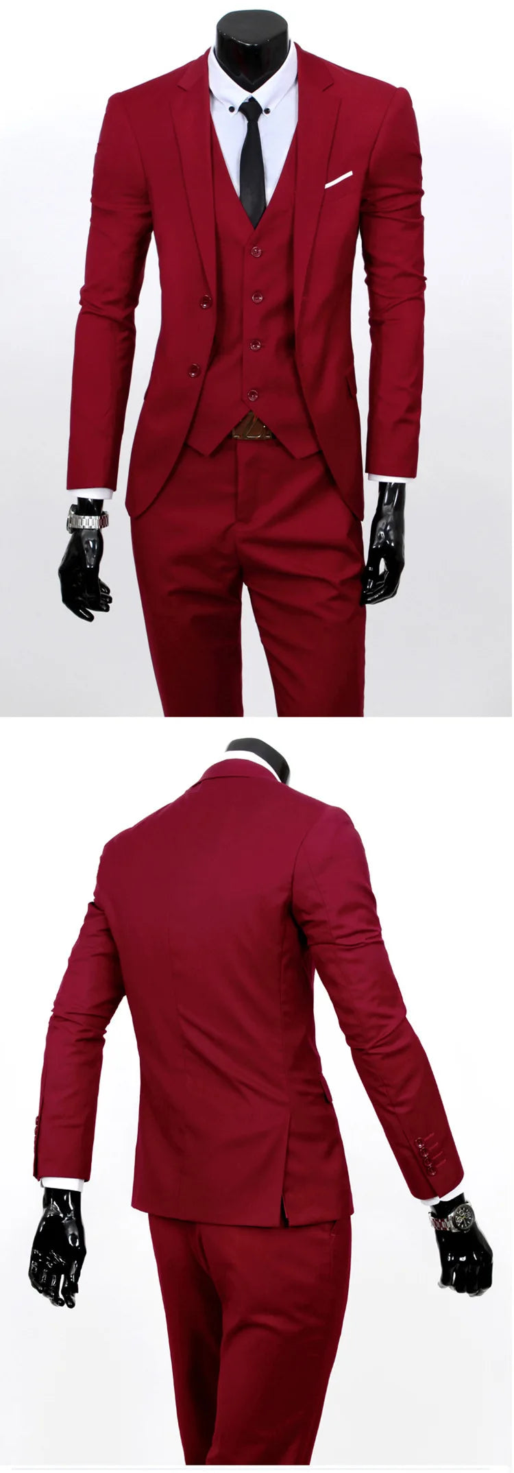 Frühling Herbst Neue Mode Für Männer Trendy Schlank Business Einfarbig 3 Stück Anzüge Sets Einzigen Greasted Blazer Weste Hosen