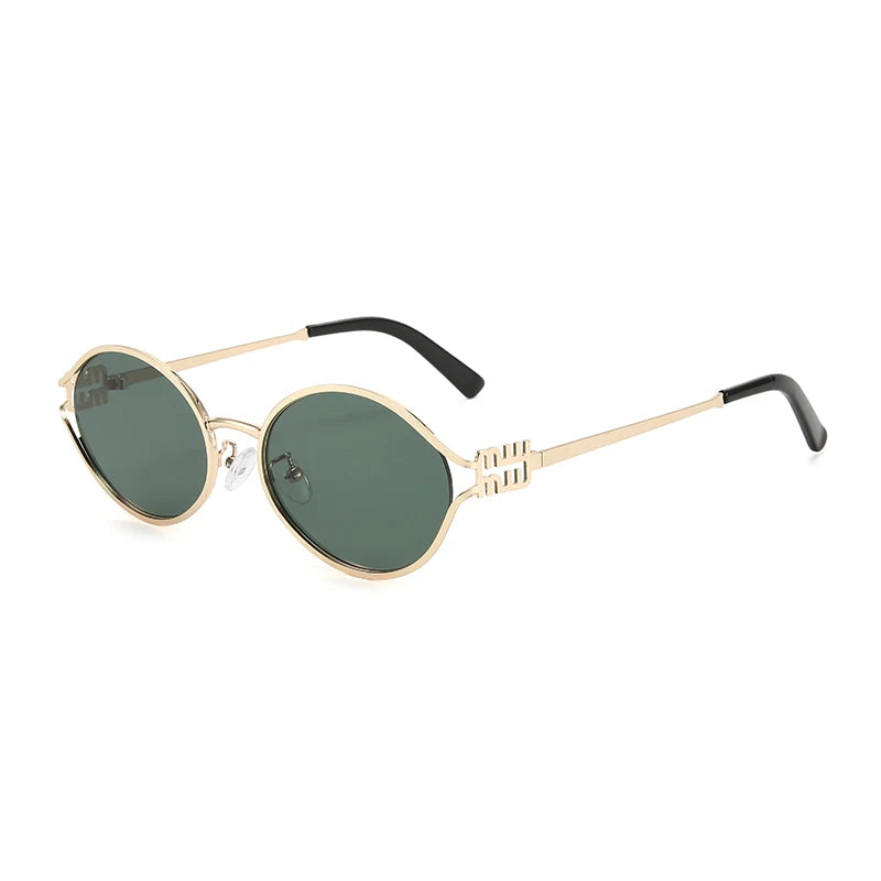1-2PCS Neue Mode Marke Sonnenbrille Retro Kleine Rahmen Frau Mann Metall Cat Eye Brille Shades UV Schutz sonnenbrille mit Box