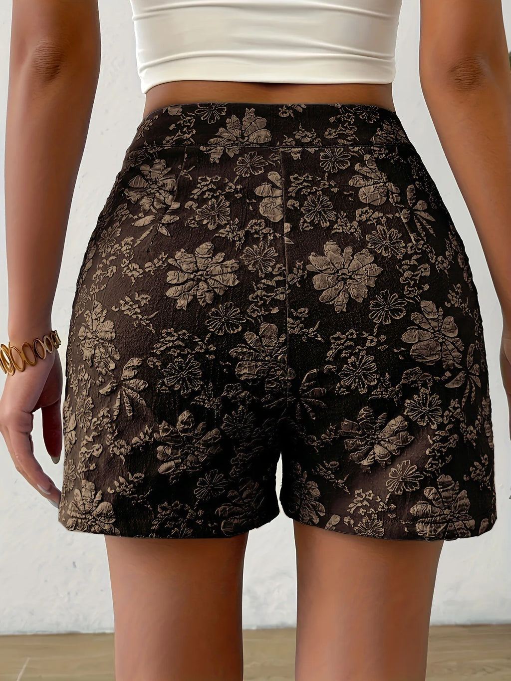 Damen Retro Jacquard High-Waist Straight Shorts – Atmungsaktive Sommer-Streetwear Hot Pants für Alltag und Urlaub