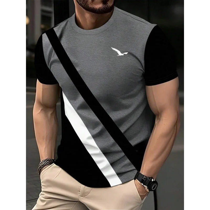 3D Gedruckt Geometrische Spleißen T Shirt Für Männer Bunte Streifen Muster T-Shirts Sommer Casual Oansatz Tees Lose Kurzen Ärmeln