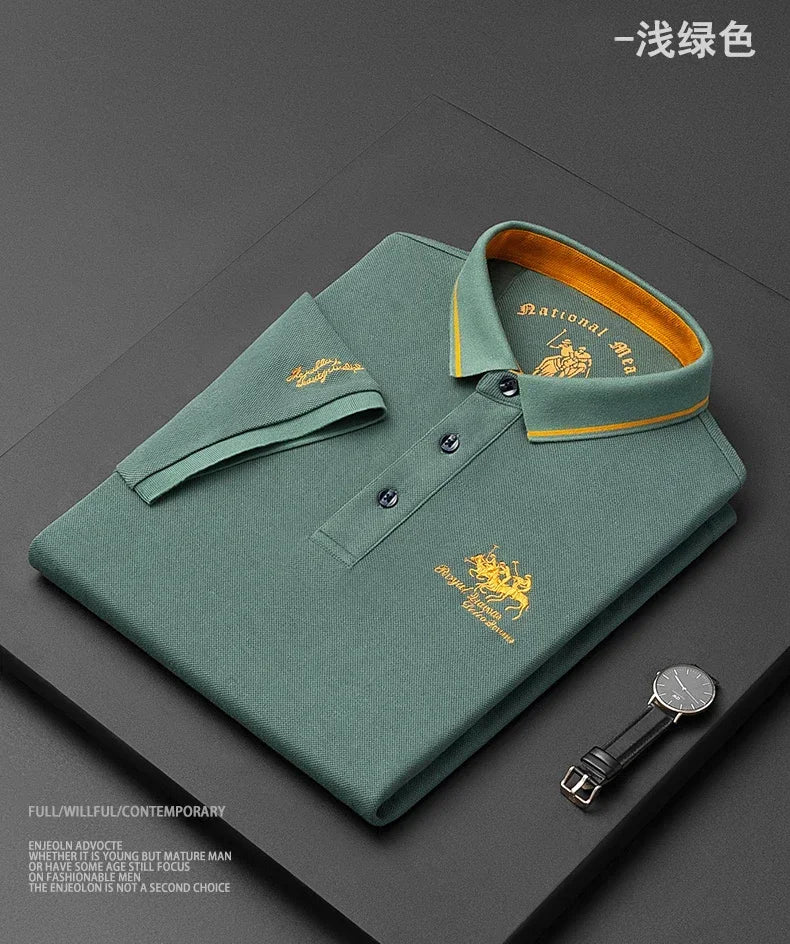 2024 hohe Qualität männer Baumwolle Bestickt Polo-Shirt Sommer Neue High-end-Business Casual Revers Kurzarm T-shirt