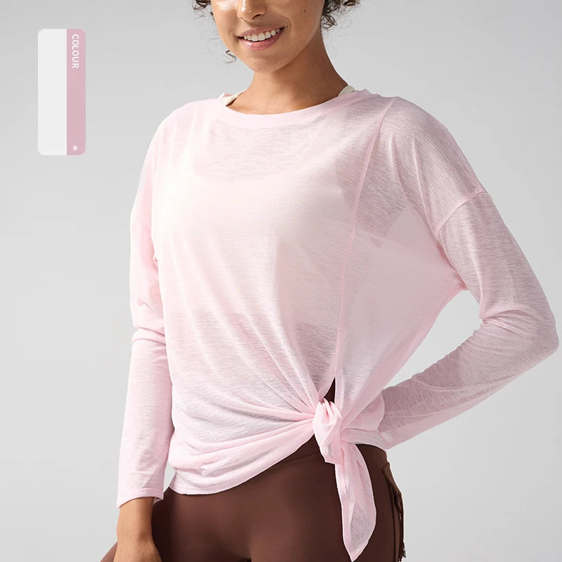 Gym Sport Tops Workout T-shirts Frauen Yoga Kleidung Laufen Lose Schlank Schnell Trocknend Training Langarm Bluse Fitness Tops 👚