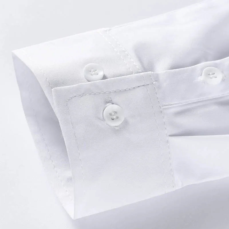 Neues, langärmliges, einfarbiges Business-Casual-Hemd für Herren, knitterfrei, knitterfrei, bequem, vielseitiges Oberteil für die ganze Saison