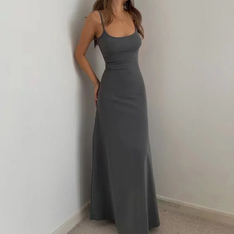 Sommer frauen neue stil modische einfache temperament schlinge lange backless dünne taille sexy süße würzige lange beiläufige kleid