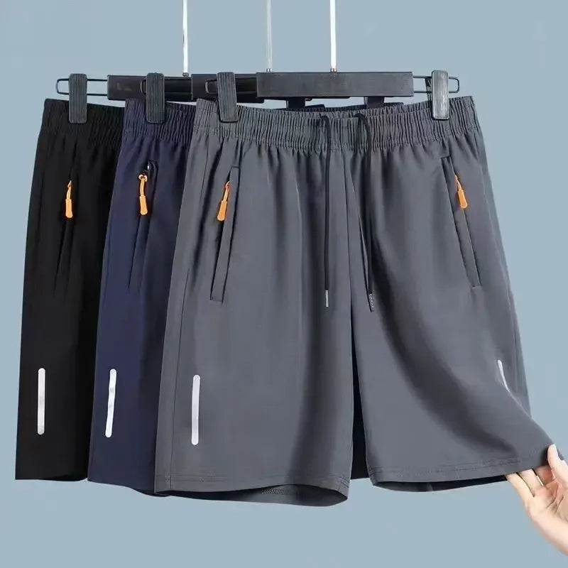 Sommer Herren Shorts Eisseide Laufshorts Gym Sport Shorts Schnelltrocknend Atmungsaktiv Strand Kurze Hose Fitness Jogging Coole Lässige Sportbekleidung