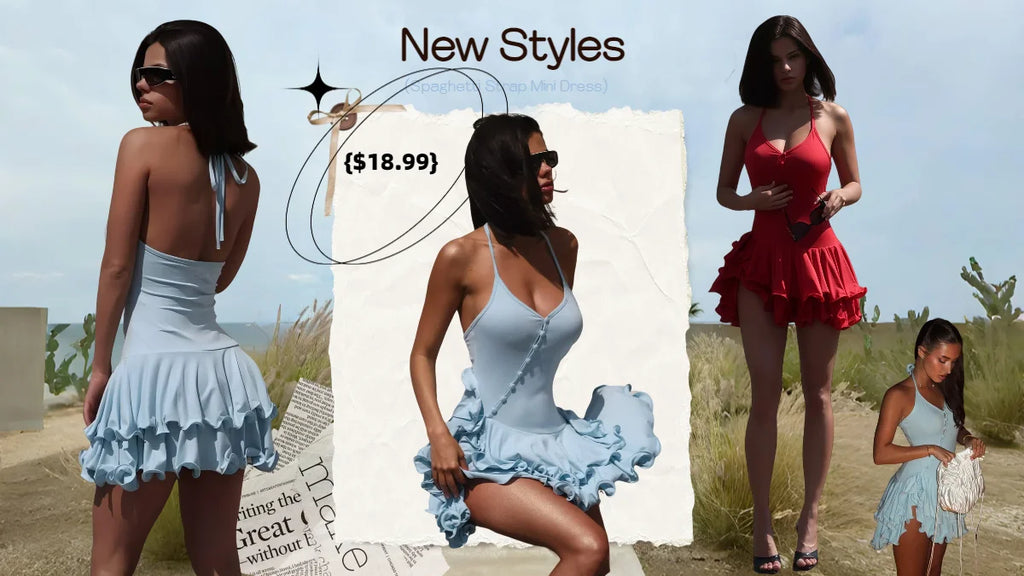 Absobe Damen A-Linie, figurbetontes Minikleid, Rüschensaum, V-Ausschnitt, asymmetrische Knöpfe, lange Ärmel, kurzes Kleid, Party, Streetwear, Outfits