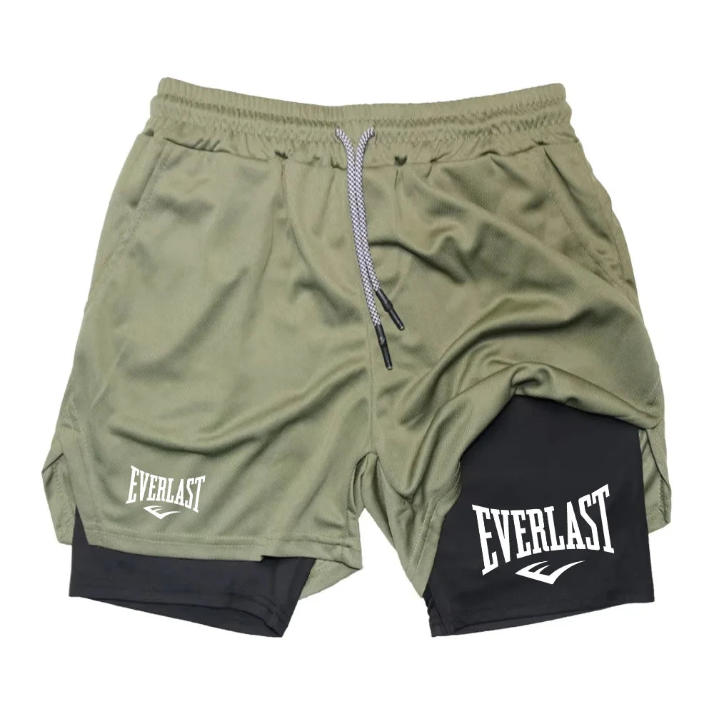 Herren Laufshorts 2 in 1 Doppellagige Sportshorts Sportbekleidung Fitness Kurze Hosen Trainings-Jogginghose Herrenbekleidung