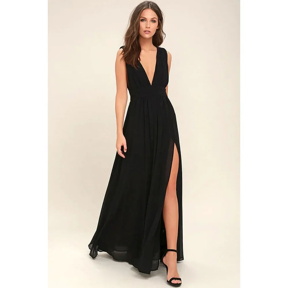 Sexy rückenfreies Maxi-Sommerkleid für Damen, Netzstoff, lang, figurbetont, rot, Weihnachts-Partykleid, Brautjungfern-Abendkleider