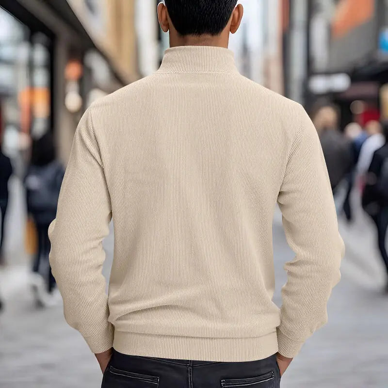 Amerikanische schwere Cord-Herrenjacke, einfache und vielseitige Langarmjacke mit Stehkragen und mehreren Taschen