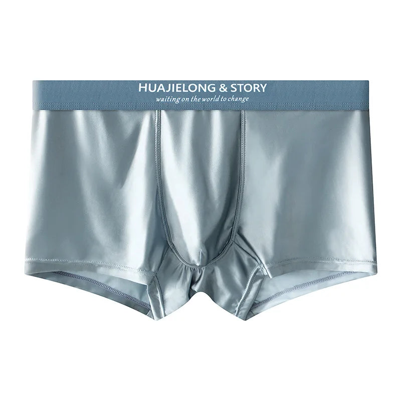 1/3Pcs Atmungsaktive Dünne Satin Seide Boxer Briefs Nahtlose Mittlere Taille Eis Seide Boxer Unterhose Glatte Unterwäsche für Männer Täglich
