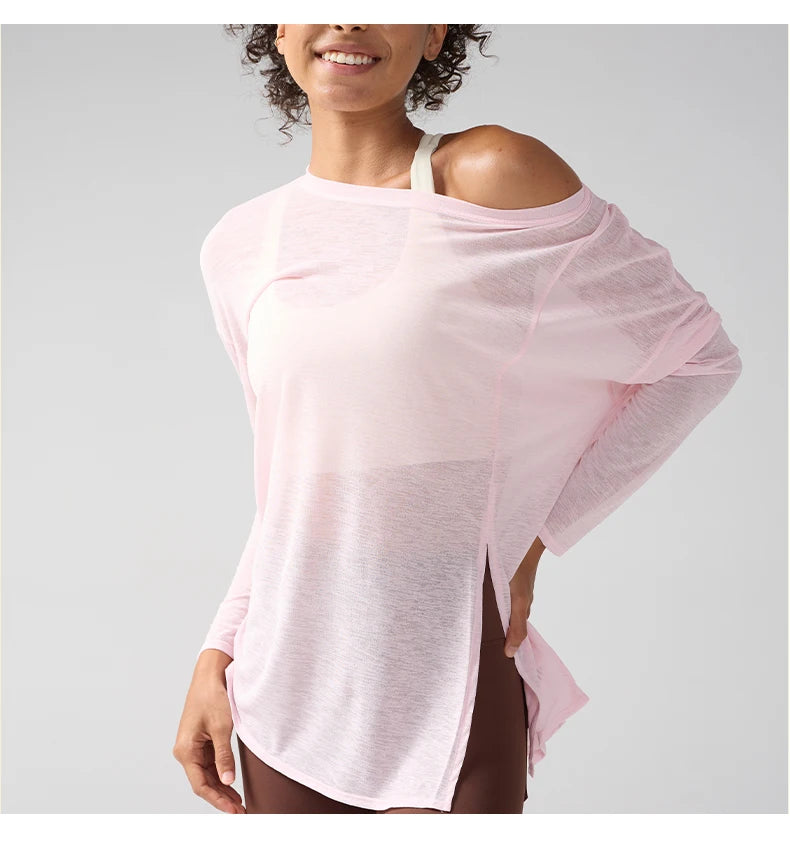 Gym Sport Tops Workout T-shirts Frauen Yoga Kleidung Laufen Lose Schlank Schnell Trocknend Training Langarm Bluse Fitness Tops 👚