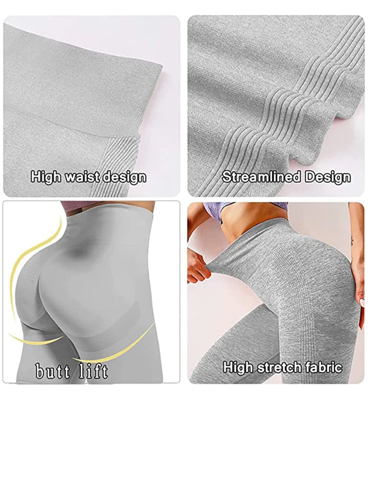 Frauen Nahtlose Workout Leggings Hohe Taille Push-Up-Leggings Damen Sexy Gym Legging Mode Schwarz Sport Leggings