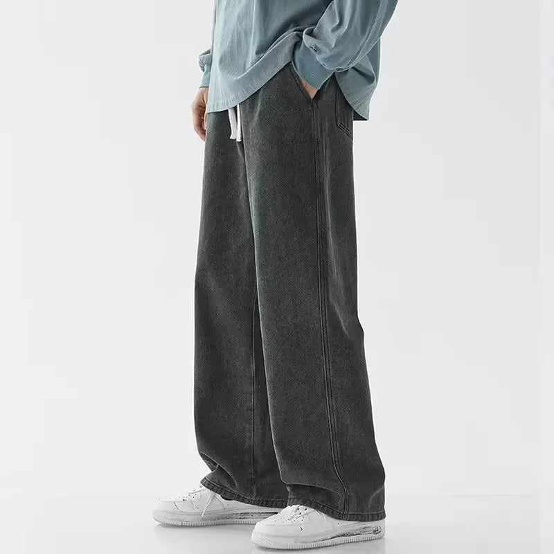 Jeans männer Frühling und Herbst 2025, Neue Lose High Street Gerade Breite bein Hosen Boden-drag Sommer beiläufige Lange Hosen Männer