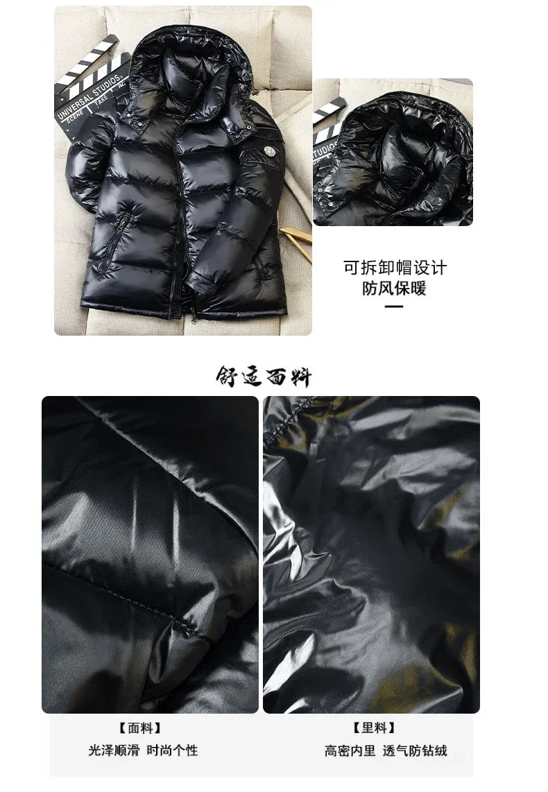 2024 Winter Neue Herren Puffer Jacke Mode Dicke Männer Frauen Ente Unten Jacke Im Freien Warme Casual Mäntel Feste Kapuze Mäntel