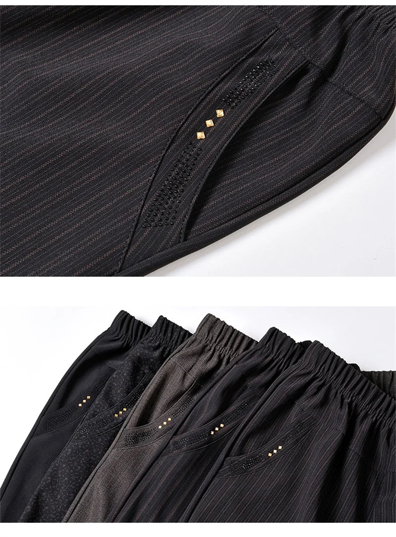 Autumn Winter Women Pants New Elastic High Waist Straight Pants Middle Elderly Mom Casual Pants Oversize XL- 9XL Female Trousers