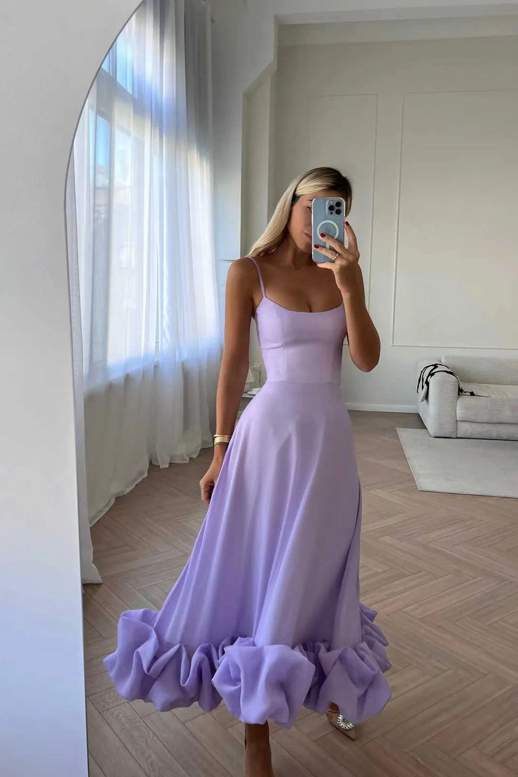 Elegante Rüschen solide Schlinge langes Kleid Frauen Riemen Taille Party Kleider Mode ärmellose rücken freie Strands chaukel Rock A-Linie Tutu