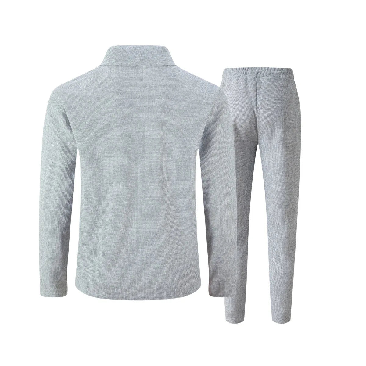 2026 Neue Herren Frühling-Herbst Karierte Strickjacke mit Reißverschlusskragen und Hosen-Set (mit Taschen)