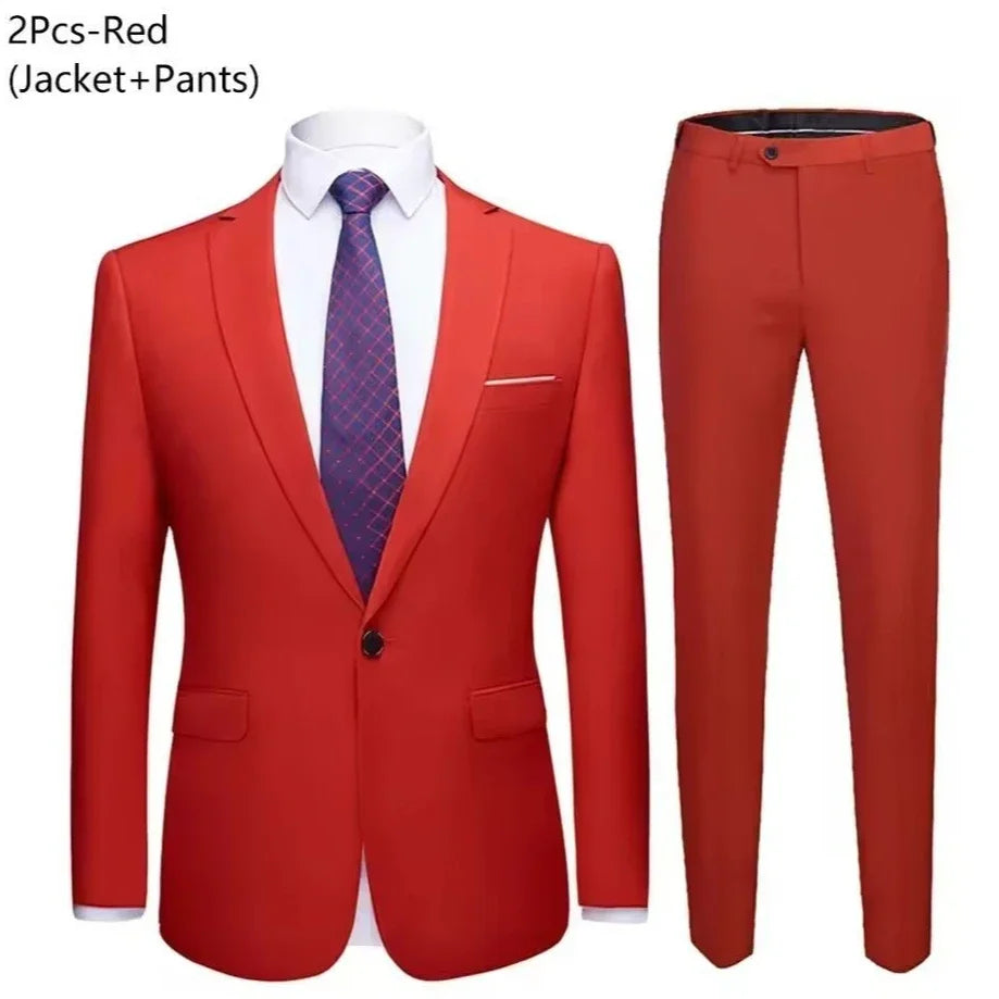 Men Suits Set Jackets Pants 2 Pieces Elegant For Wedding Slim Fit Blazers Formal Outfit Fashion Classic Full 2025 Costume